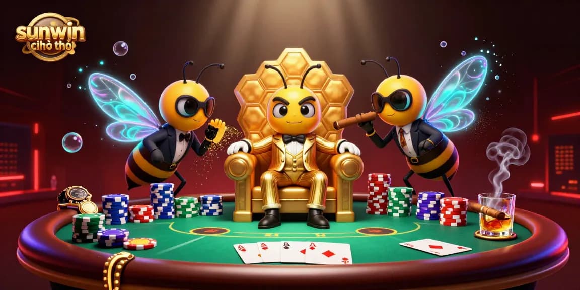 Engage in thrilling games at sunwin chính thức, showcasing a bumblebee mob boss in a vibrant casino scene.