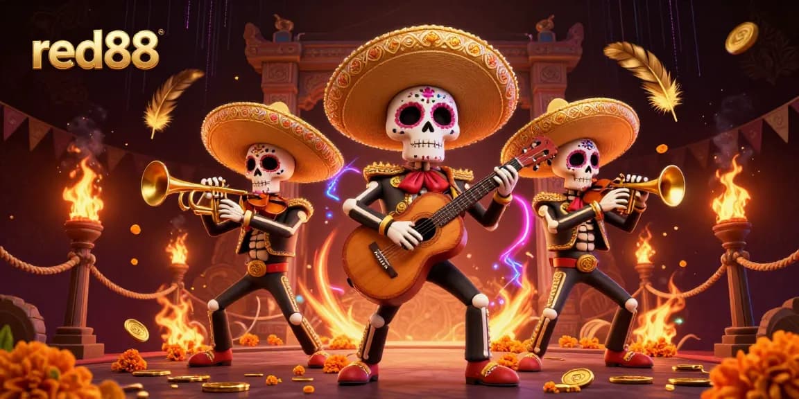 Experience the thrill of red88 with vibrant mariachi characters and dynamic casino elements.