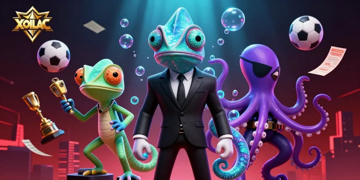 Bet on the latest sports events with XOILAC in this visually rich illustration featuring dynamic characters.