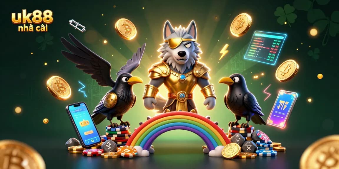 Engage with uk88 nhà cái through a vibrant 3D illustration showcasing exciting casino elements.