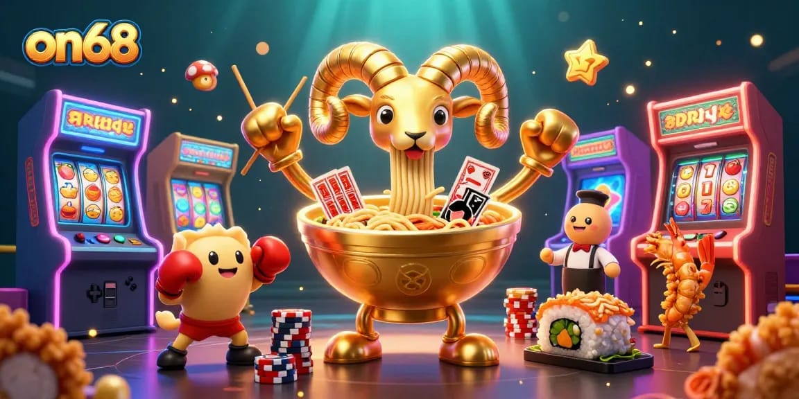Experience thrilling wins with on68 in this dynamic casino scene featuring vibrant characters and game elements.