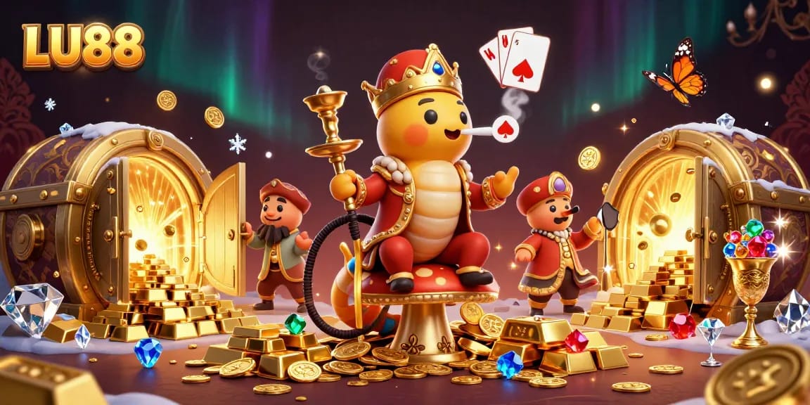 Win exciting prizes at LU88, featuring vibrant casino elements in a captivating 3D illustration.