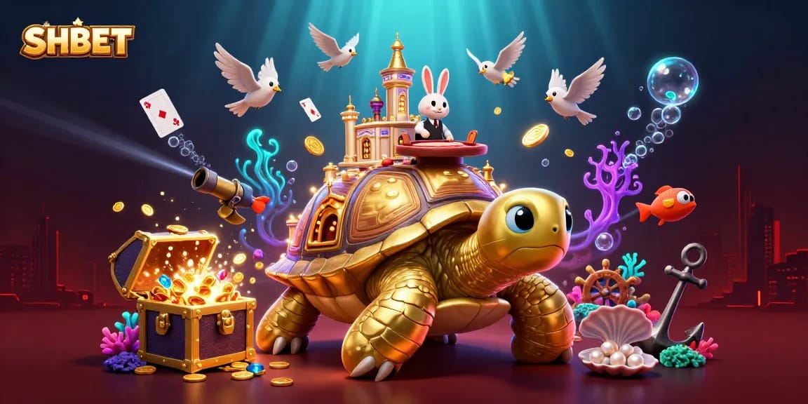 Experience SHBET's thrilling casino adventure with vibrant 3D illustration featuring gaming excitement and rich details.