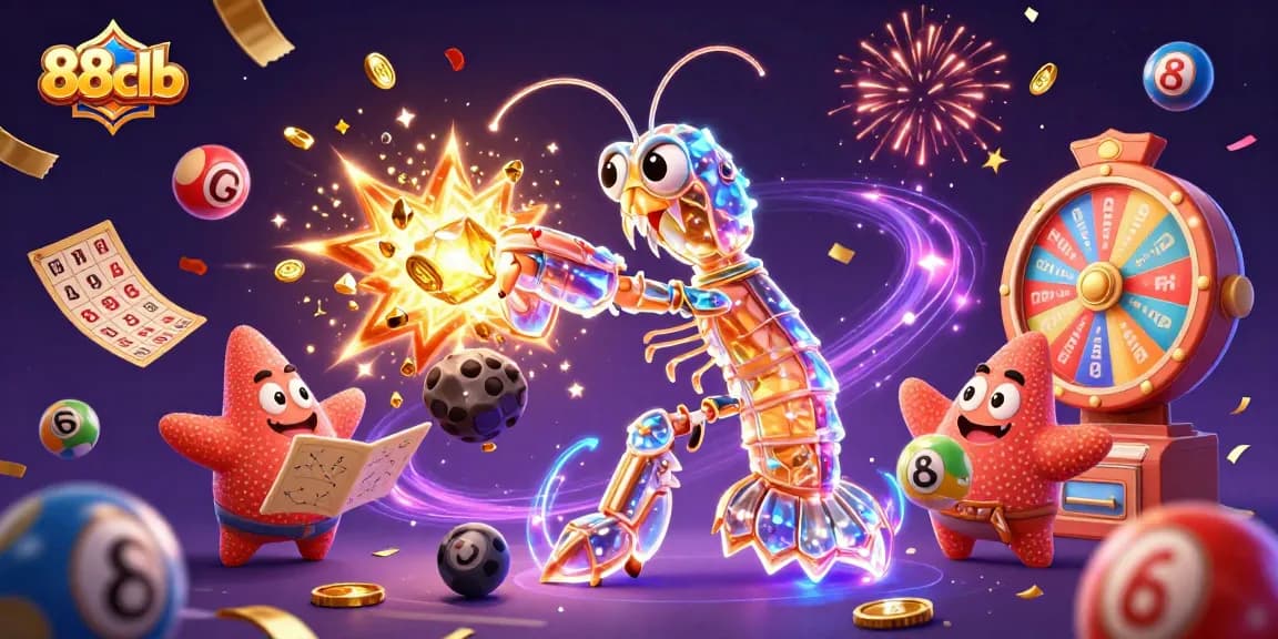 Feel the excitement of 88clb as a galactic samurai punches through an asteroid showering golden gems and lottery balls.