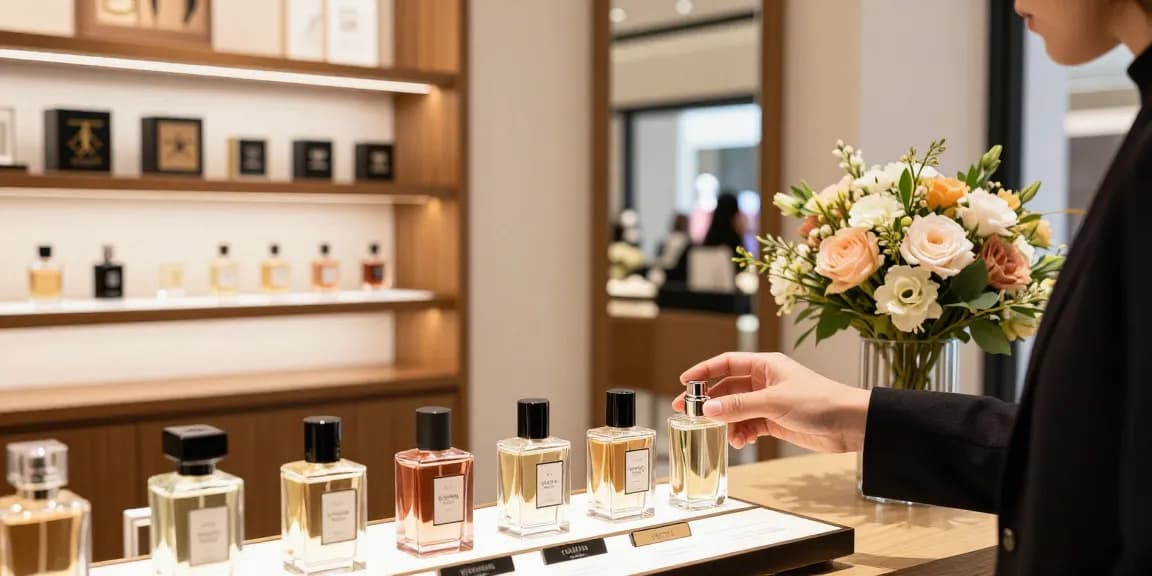 Vulcan feu parfum selectie in elegante parfumwinkel met luxe uitstraling.