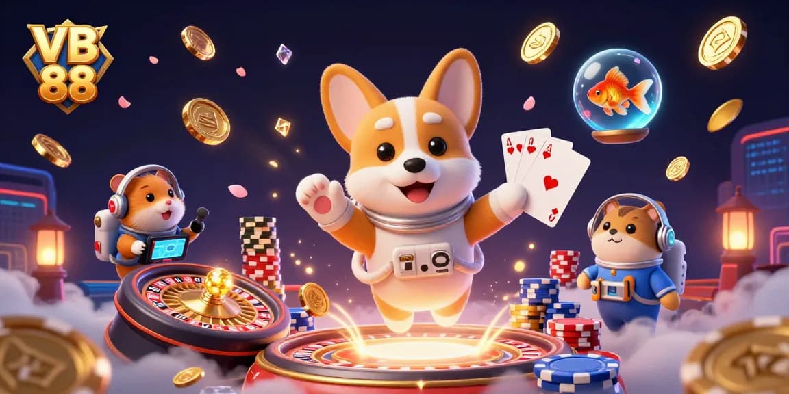 VB 88 welcomes players with vibrant casino action featuring astronauts in space.