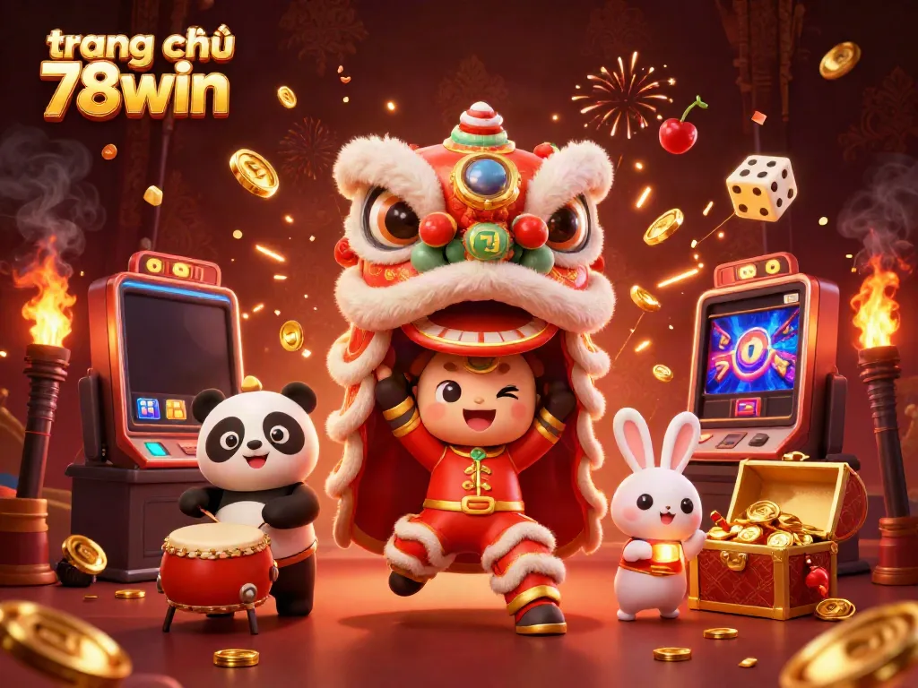 Experience the excitement of trang chủ 78win with vibrant characters and dynamic casino elements in a stunning 3D illustration.