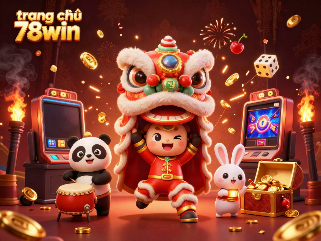 Experience the excitement of trang chủ 78win with vibrant characters and dynamic casino elements in a stunning 3D illustration.