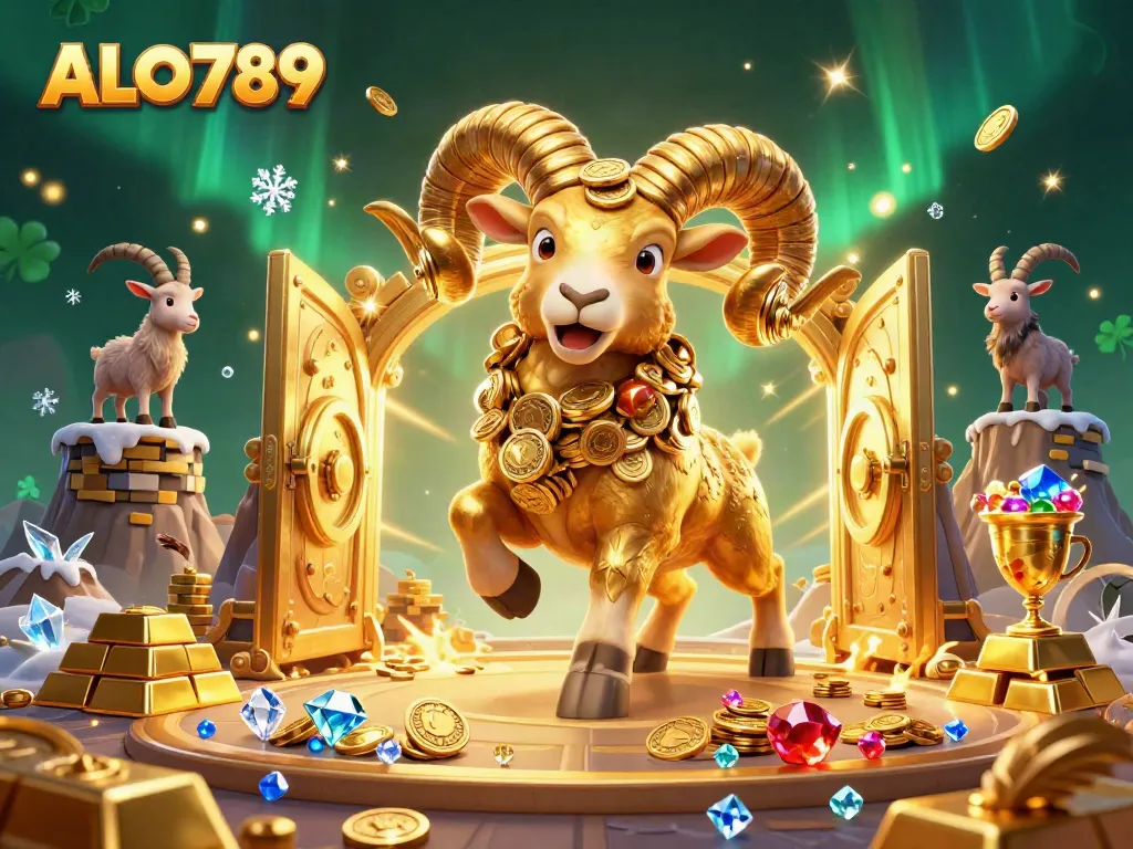 Engage with thrilling action at ALO789 while witnessing the dynamic golden ram amidst a luxurious gaming scene.