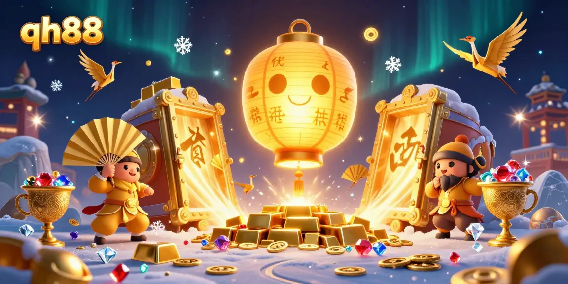 Engage with qh88's enchanting 3D casino spirit, surrounded by dynamic gambling treasures and magical effects.