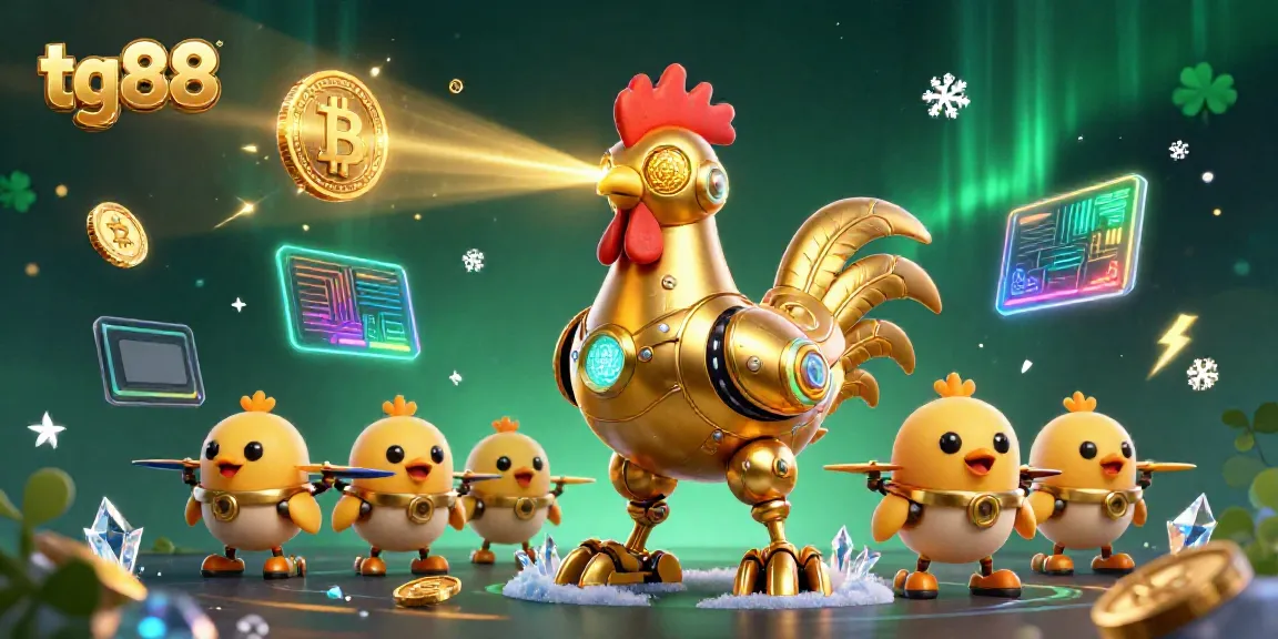 Experience thrilling wins with tg88 in this vibrant casino-themed illustration filled with gold and crypto.