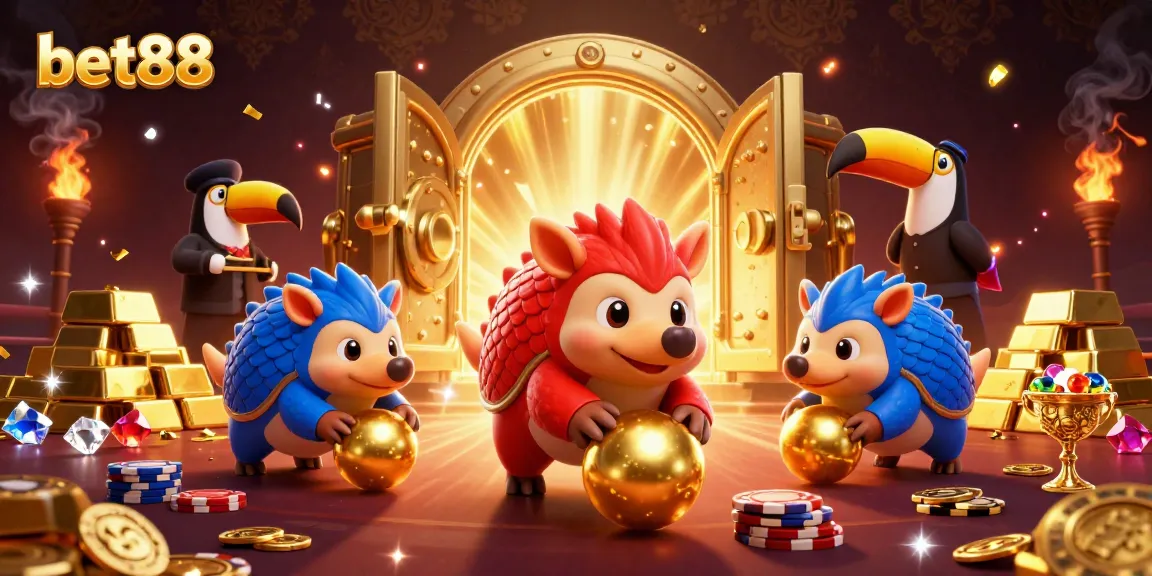 Experience thrilling gameplay at bet88 with rival pangolins and casino elements in action.