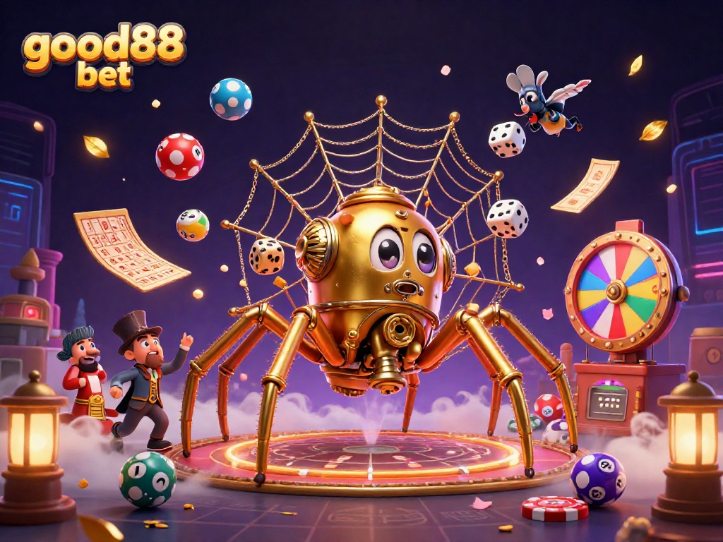 Enjoy thrilling wins with good88 bet in an entertaining casino scene filled with vibrant elements.