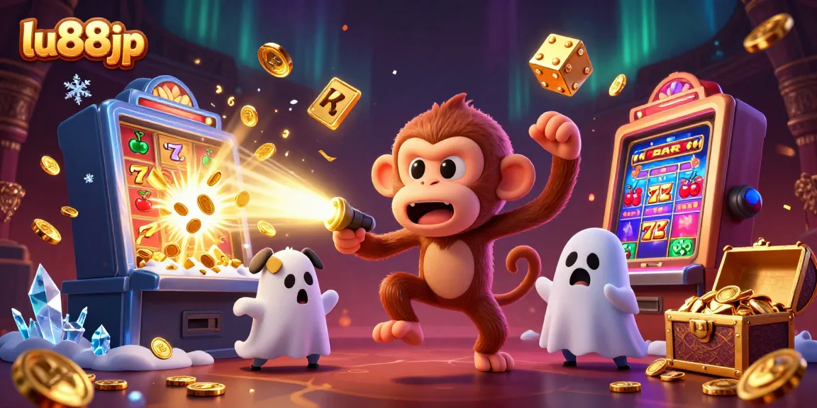 Experience thrilling gameplay at lu88jp, where golden coins and cards light up the haunted casino.