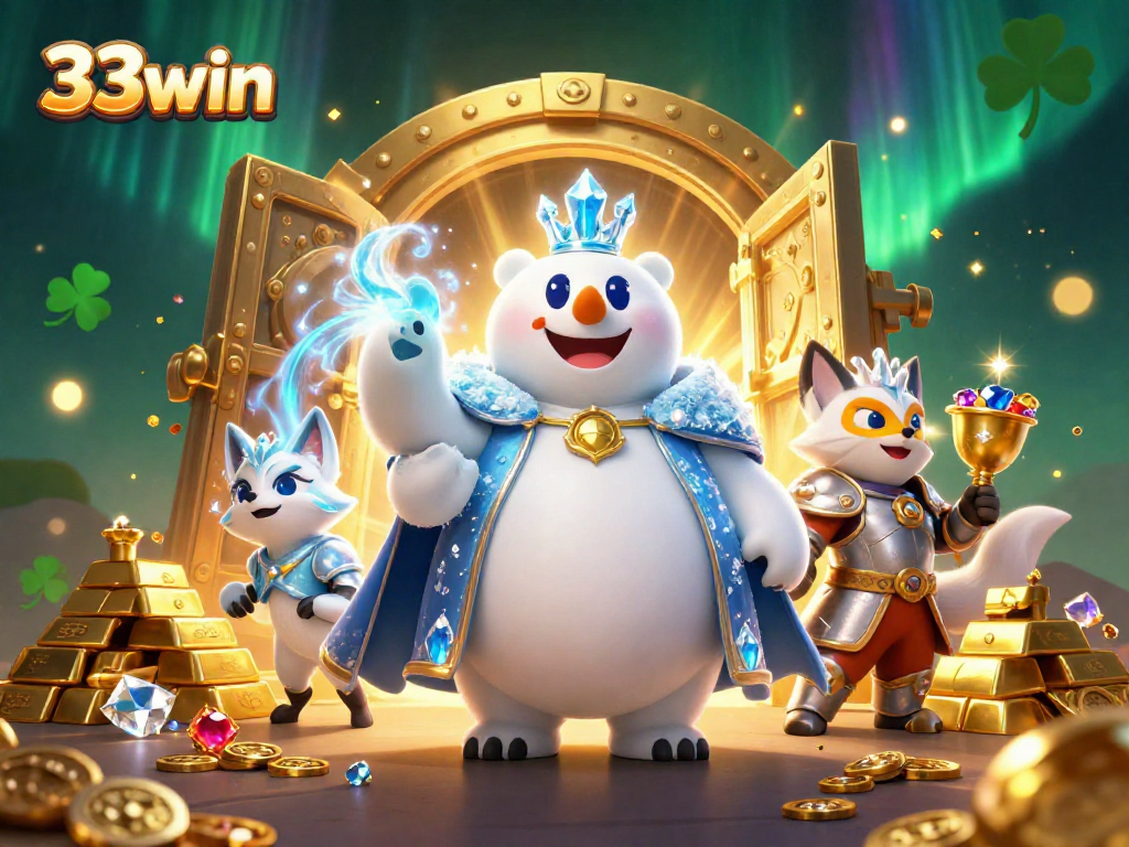 Experience the exciting world of 33win with thrilling casino elements and vibrant characters.