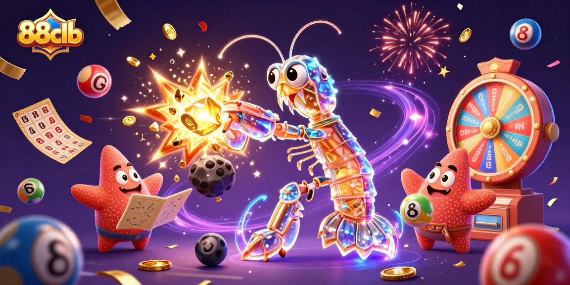 Feel the excitement of 88clb as a galactic samurai punches through an asteroid showering golden gems and lottery balls.