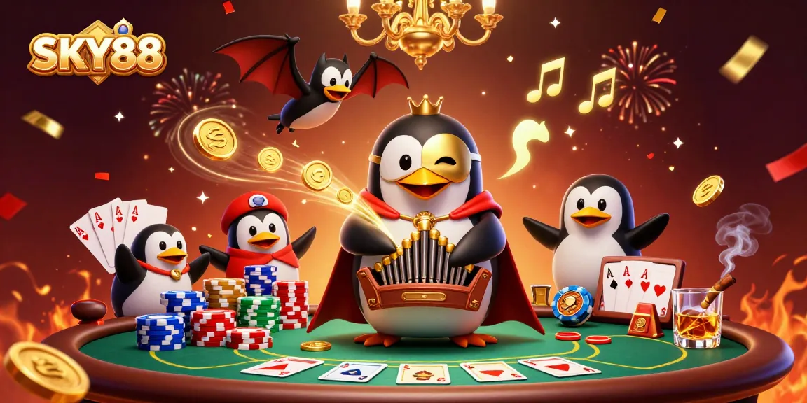 Engage with SKY88 at this vibrant gaming scene showcasing exciting poker action with mystical characters.
