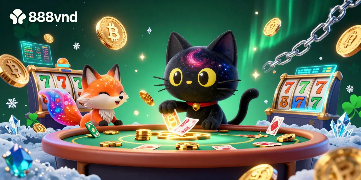 Play 888vnd game with a cosmic theme featuring a black hole cat and ethereum coins.