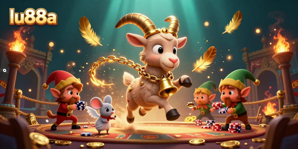 Experience thrilling gameplay at lu88a with Krampus and festive characters in a vibrant casino scene.