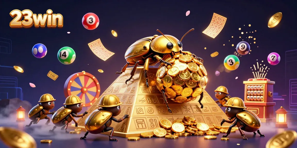 Experience thrilling action at 23win with vibrant lottery elements dancing around iconic casino symbols.