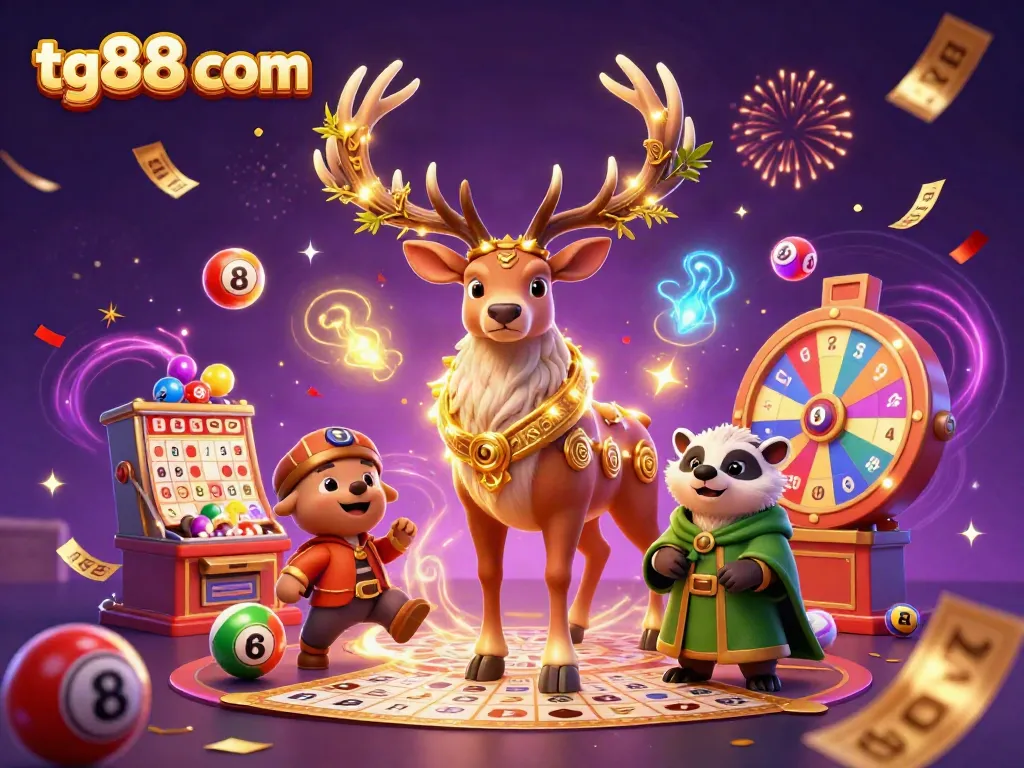 Shoot to win at tg88 com with vibrant casino games and dynamic rewards, showcased by a magical scene