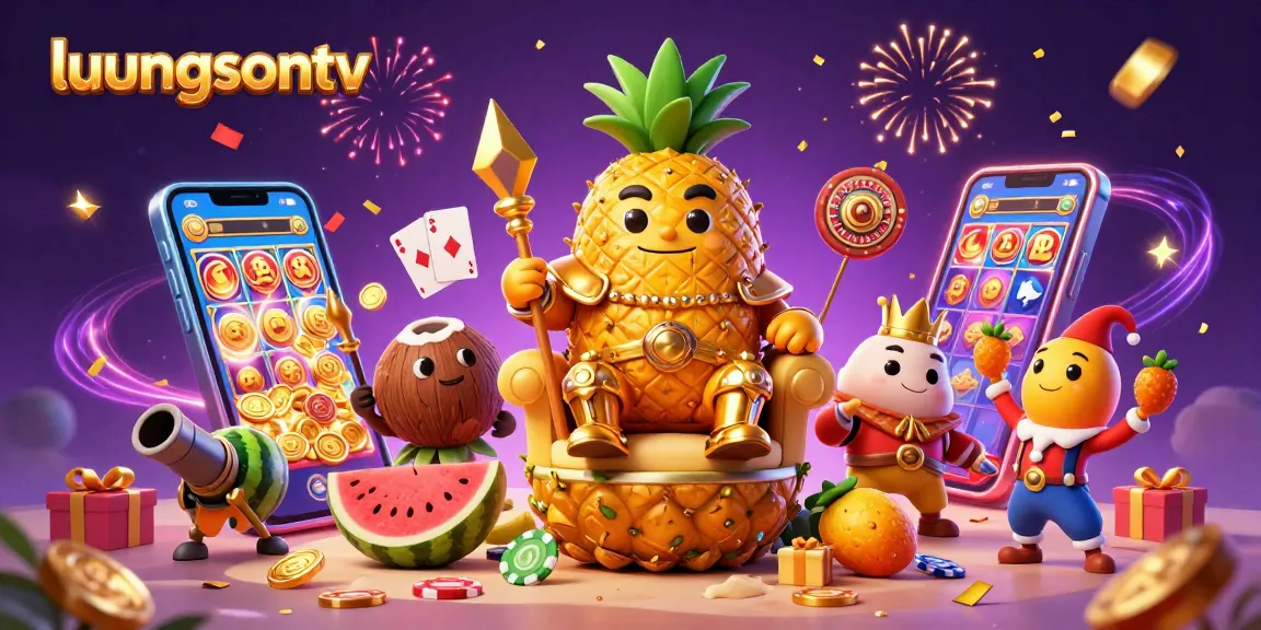 luongsontv showcases a vibrant gambling scene with cartoon characters enjoying lively casino activities.