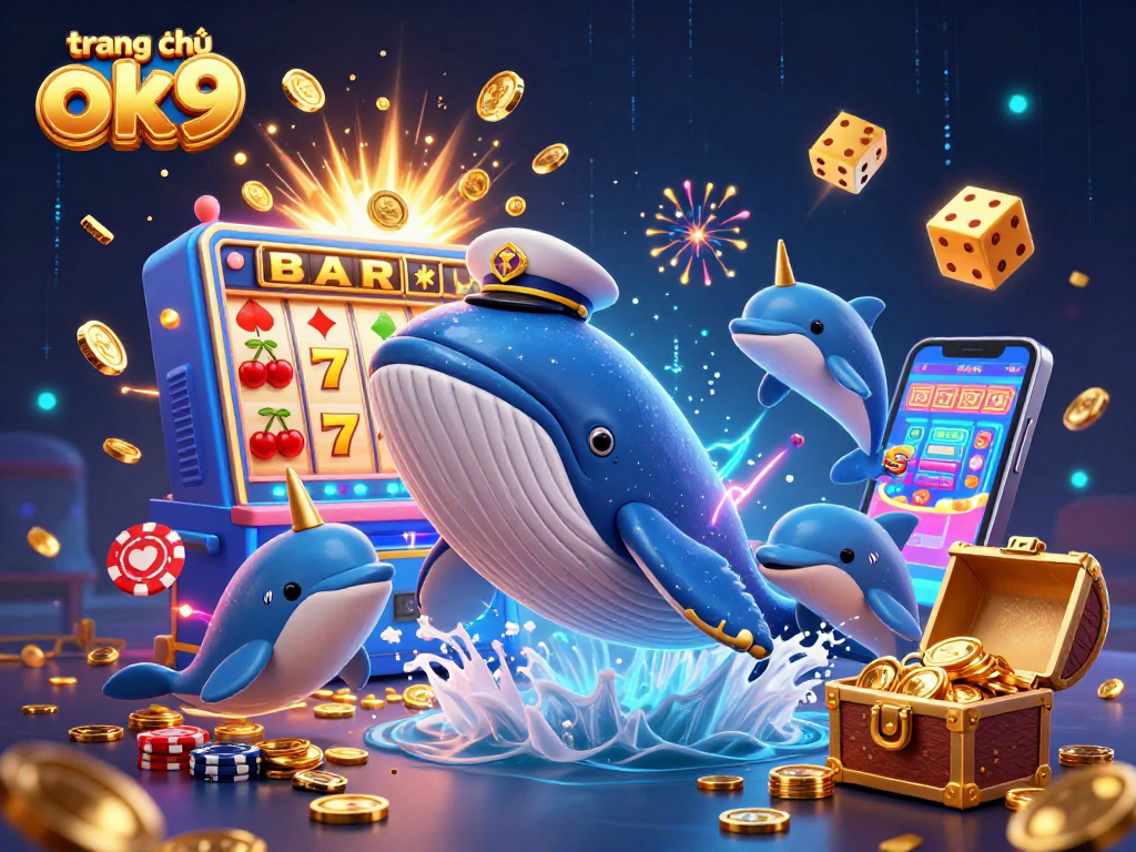 Engage with exciting games at trang chủ ok9, where a whimsical whale and playful dolphins enhance the fun!