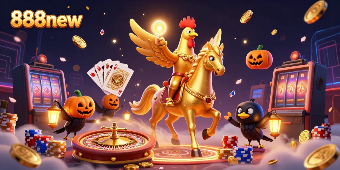 Experience thrilling gameplay with 888new in a mystical casino scene full of golden treasures and excitement.