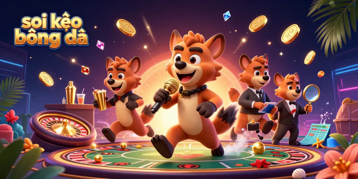 Engage with the excitement of soi kèo bóng đá in a vibrant sports betting casino scene featuring animated hyenas.