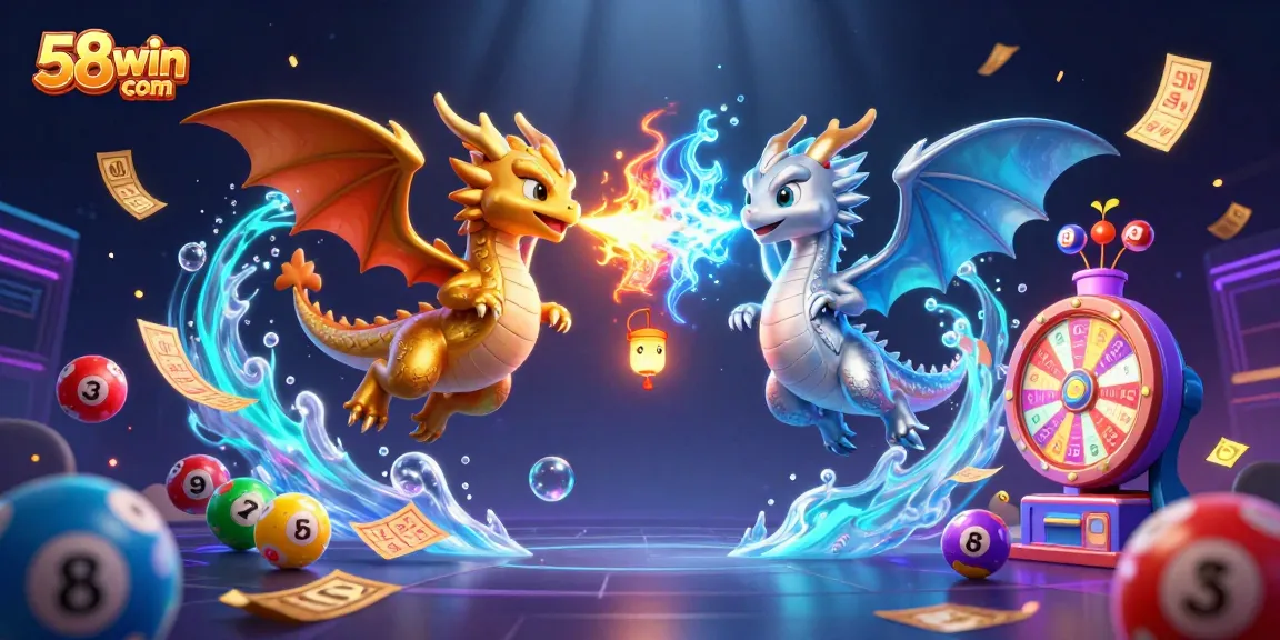 Engage in thrilling gameplay at 58win com with dynamic lottery balls and cartoon dragons.