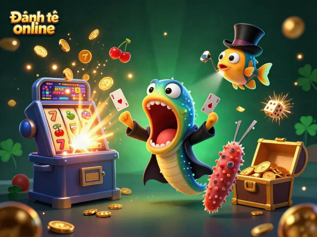 Engage in Đánh đề online with captivating card tricks and magical elements in a vibrant casino scene.