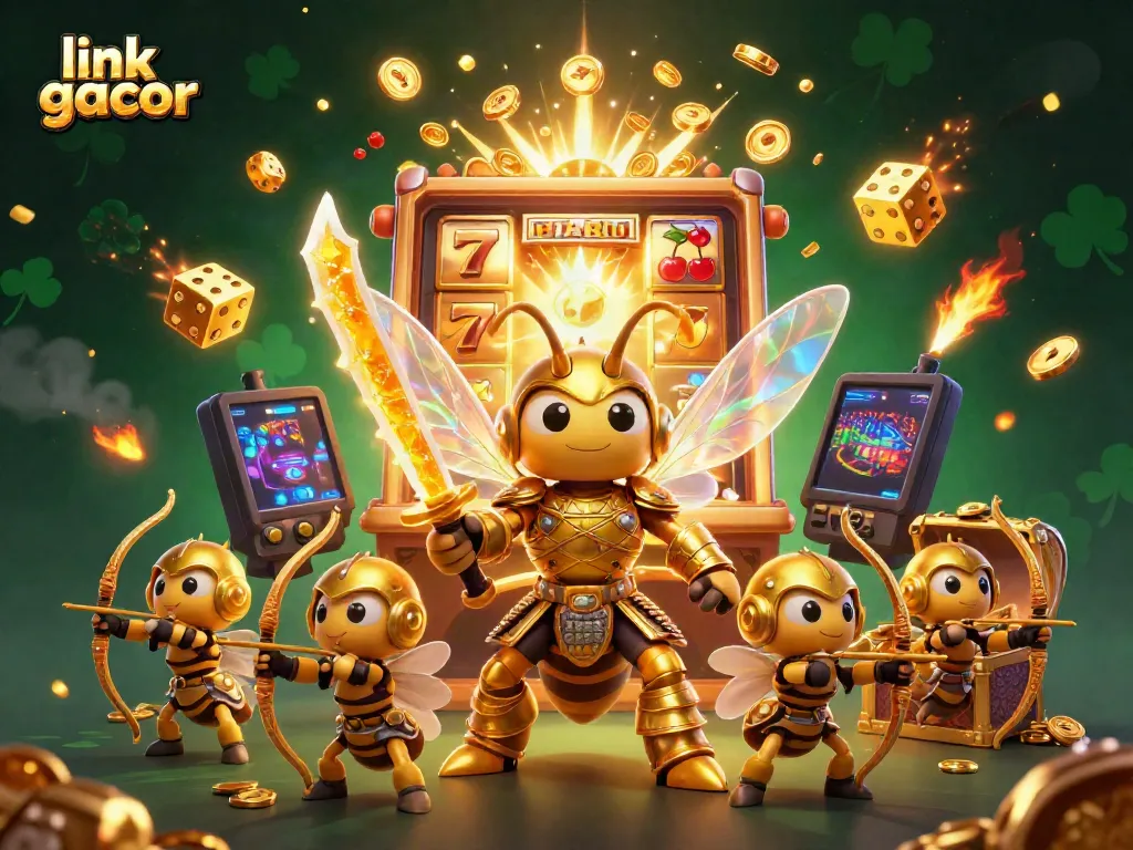 Experience the thrill of winning with link gacor in this vibrant, action-packed casino illustration.