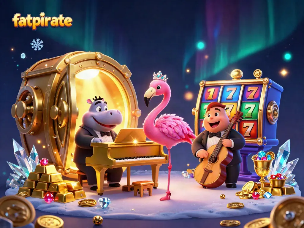 Experience gambling excitement with fatpirate's vibrant casino scene featuring lively characters, treasures, and dynamic gaming elements.