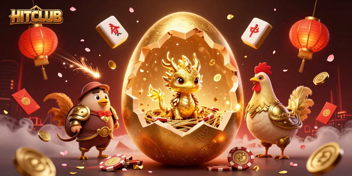 Engage in thrilling gameplay at HITCLUB with vibrant golden dragon and poker chips