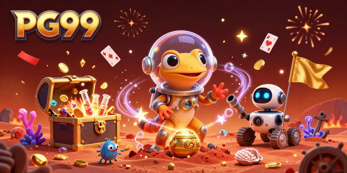 Engage in play at PG99's exciting golden casino adventure on Mars featuring vibrant gaming elements.