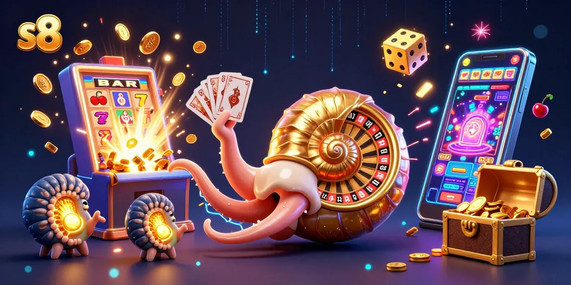 S8 players enjoy vibrant 3D casino thrills with dynamic slot machines, roulette, and glowing treasures.