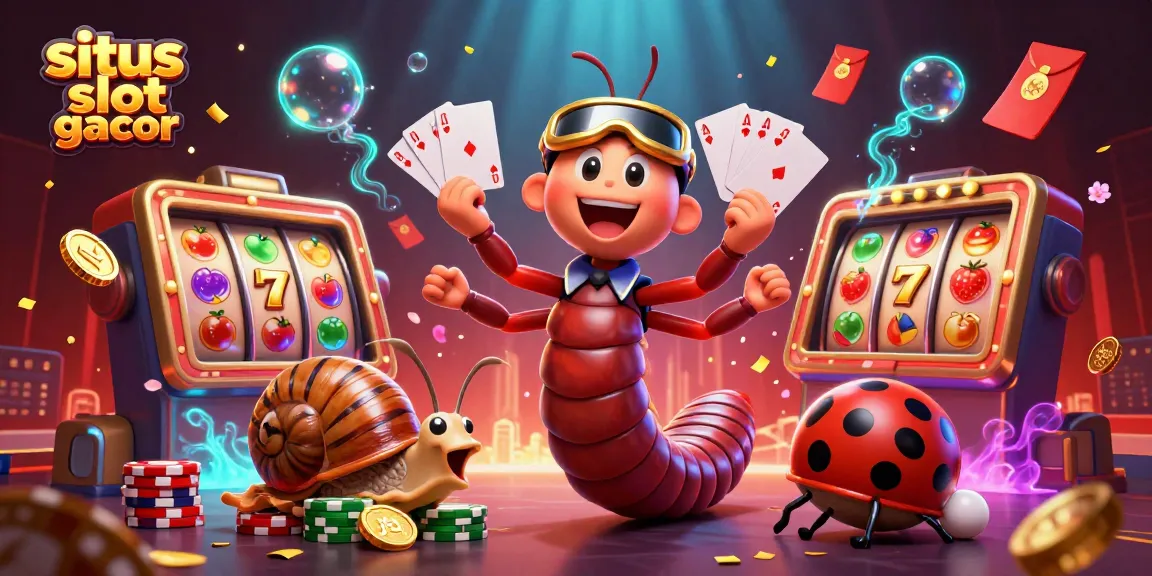 Experience excitement at situs slot gacor with a vibrant 3D depiction of unique casino characters and symbols.
