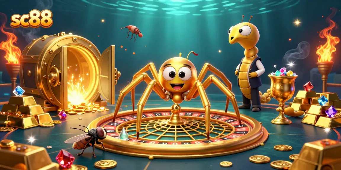 Experience thrilling bets with sc88 at a vibrant casino scene featuring dynamic characters and treasures.