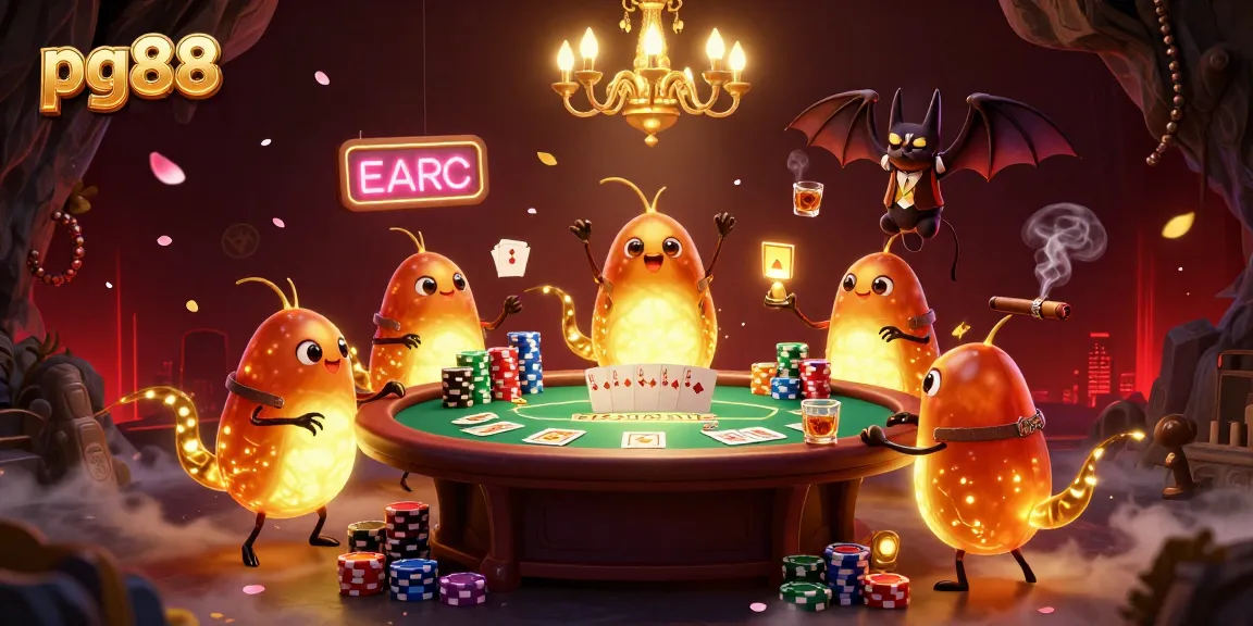 Join the vibrant casino scene at pg88 with glowworms lighting the way to exciting poker games.