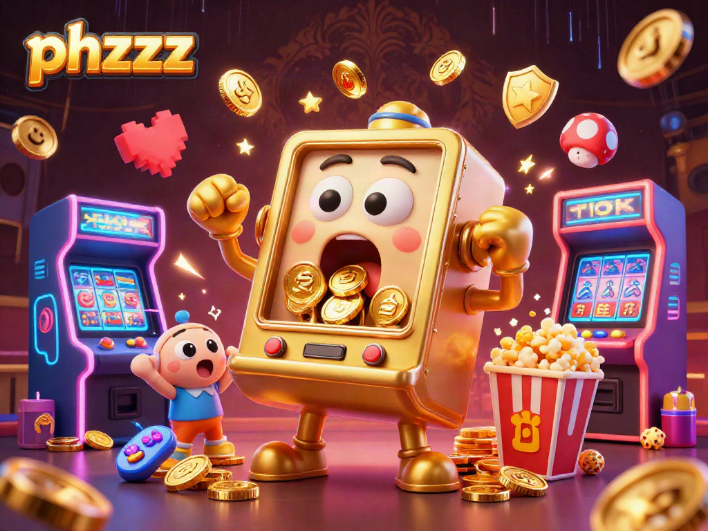 Experience the excitement of phzzz slots with animated golden machines winning jackpots.