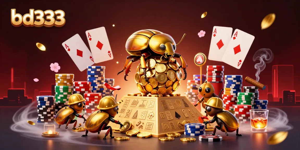 Engage with the thrilling bd333 experience in a vibrant, gold-rich casino-themed illustration.