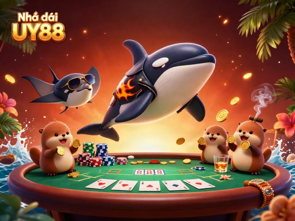 Engage with Nhà cái UY88 featuring an adventurous scene of characters celebrating casino success.