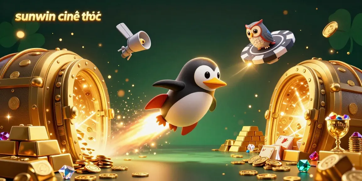 Join the fun at sunwin chính thức as a golden penguin rockets through a sparkling casino adventure!