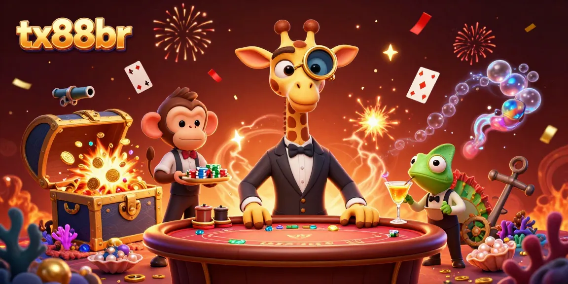 Experience gaming joy at tx88br with a cheerful giraffe at a VIP poker table.