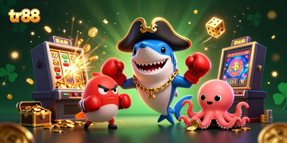 Join the excitement at tr88 with vibrant 3D pirate-themed casino illustration showcasing a winning jackpot moment.